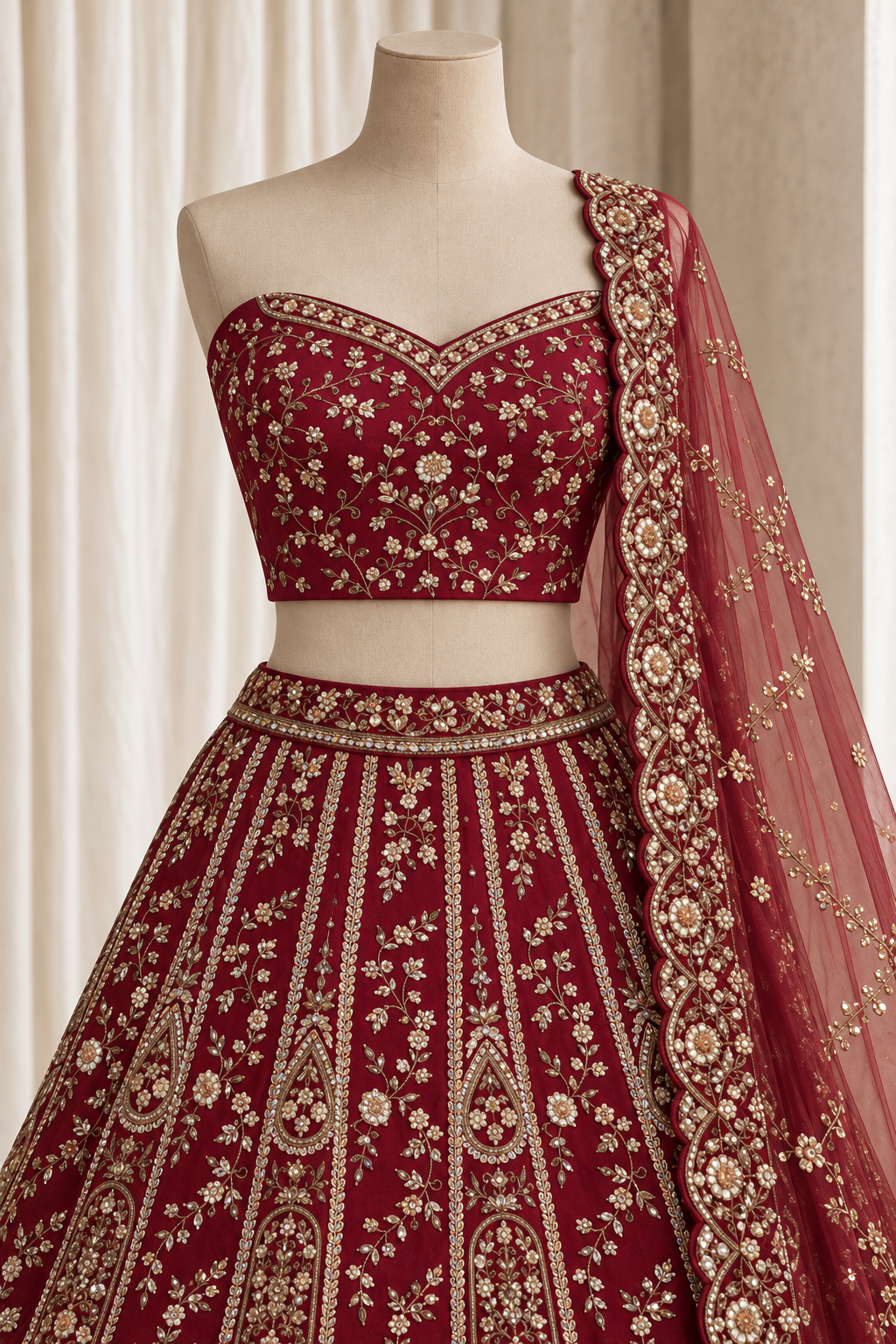 Superb Raw Silk Fabric and Maroon Color With Zardozi Work Lehenga Choli