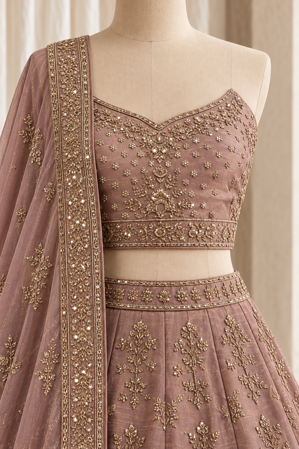 Perfect Tissue Silk Fabric and Mauve Pink Color With Zardozi Sequins Work Lehenga Choli