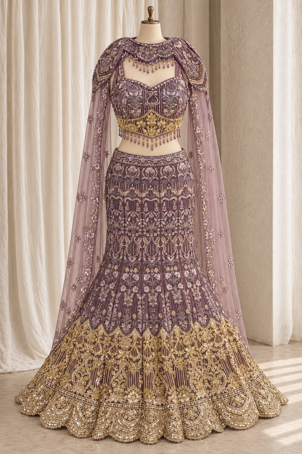Glorious Soft Net Fabric and Mauve Pink Color With Sequins Work Fishcut Lehenga Choli
