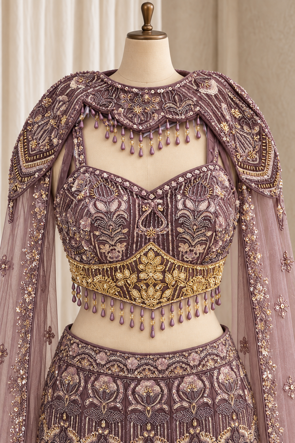 Glorious Soft Net Fabric and Mauve Pink Color With Sequins Work Fishcut Lehenga Choli