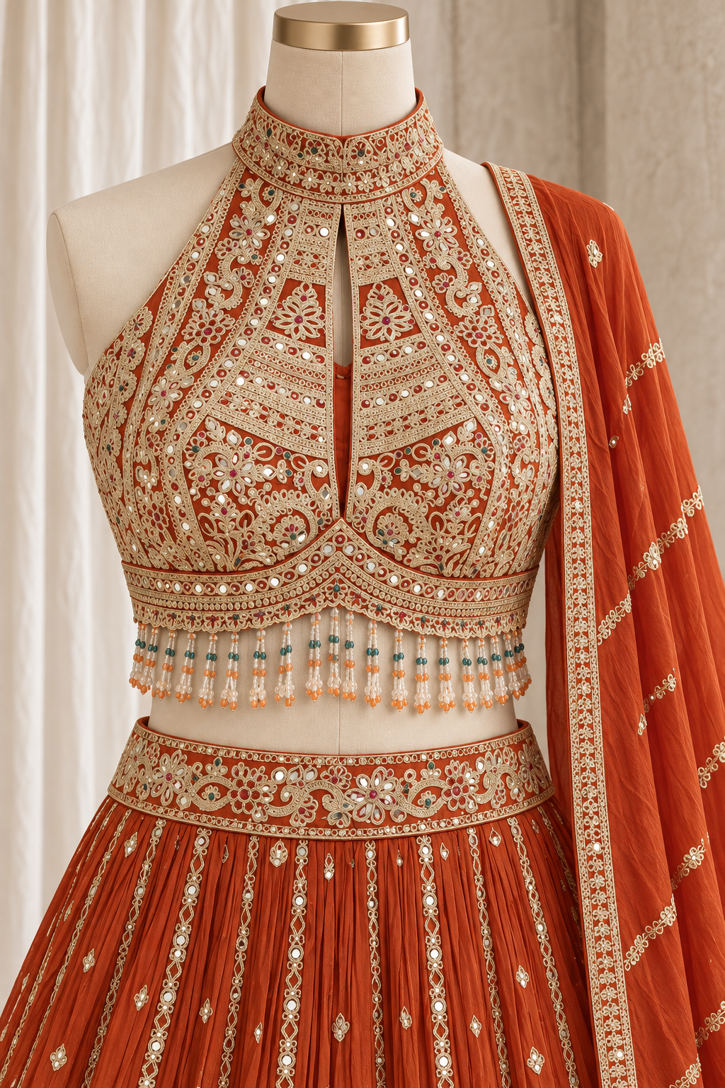 Attractive Georgette Fabric and Orange Color With Kasab Work Lehenga Choli