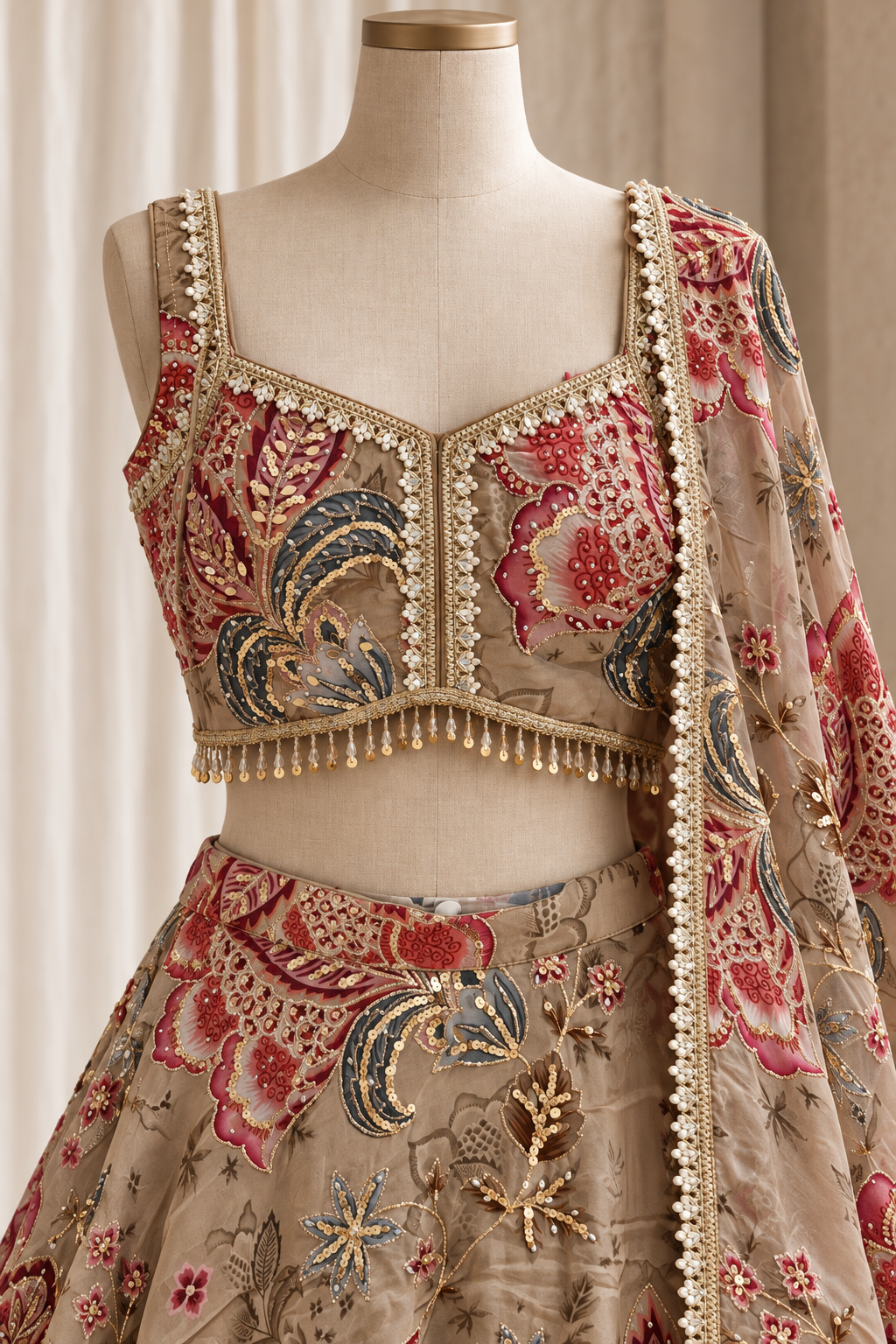 Handsome Organza Fabric and Copper Color With Digital Print Work Lehenga Choli