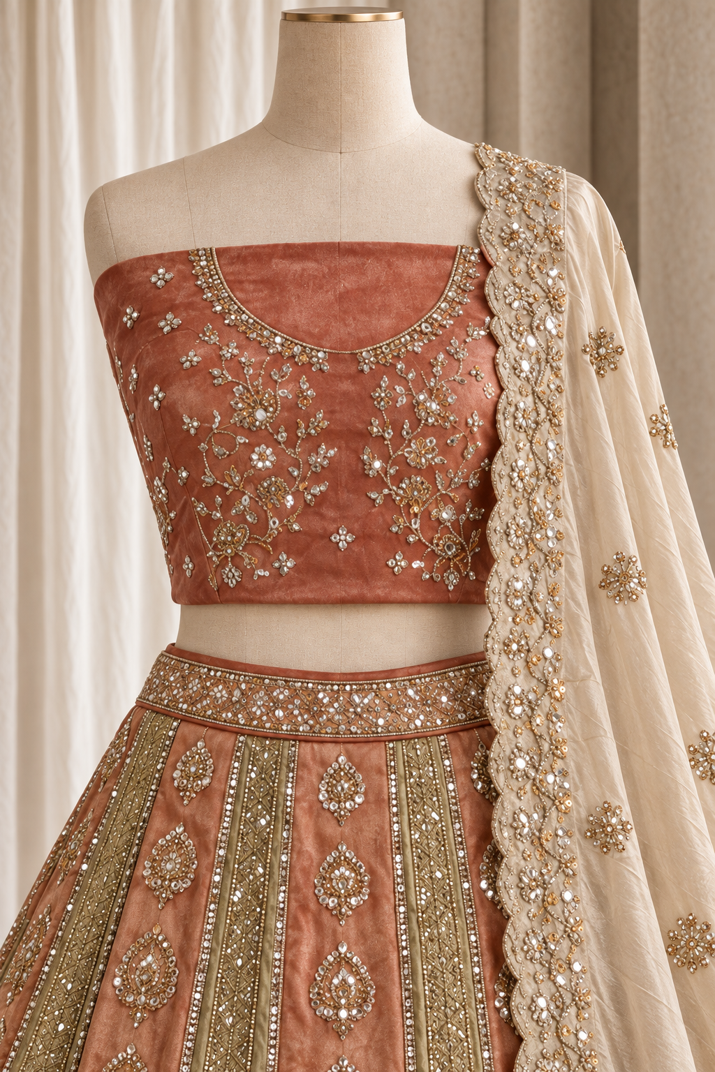 Toothsome Tissue Silk Fabric and Peach Color With Cutdana Work Lehenga Choli