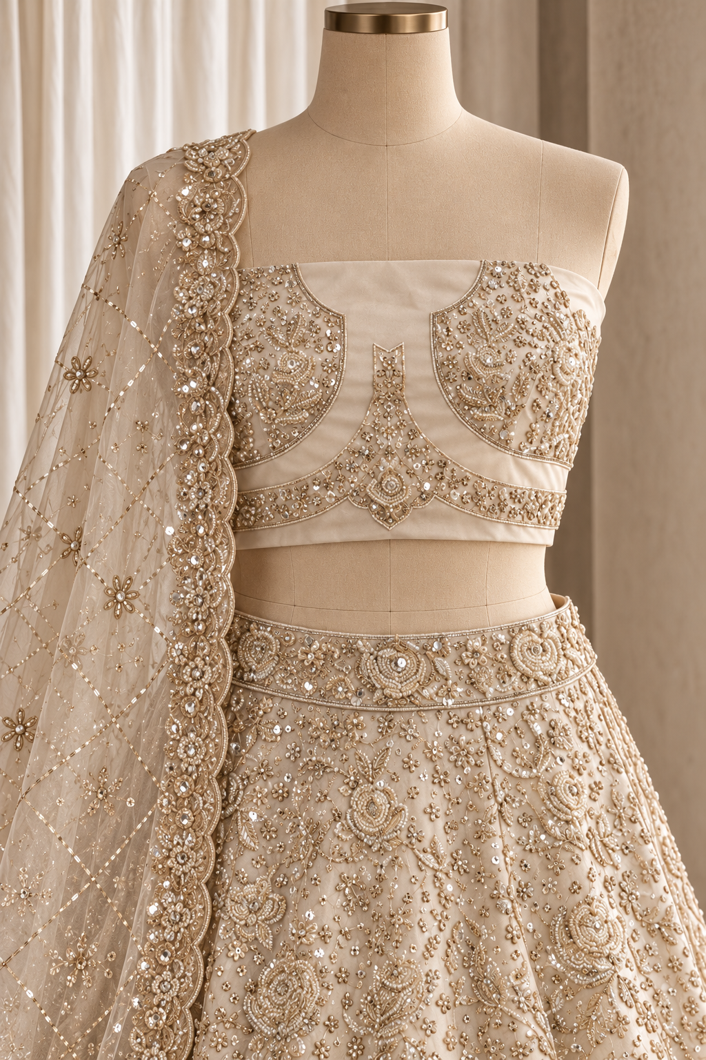 Glossy Soft Net Fabric and Ivory Color With Sequins Work Lehenga Choli