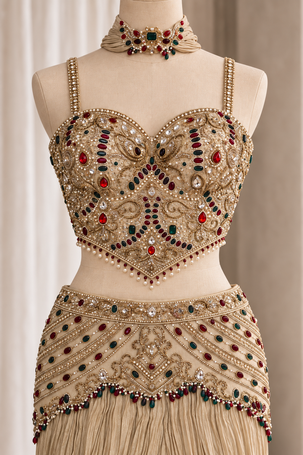 Wonderful Tissue Silk Fabric and Beige Color With Stone Work Lehenga Choli