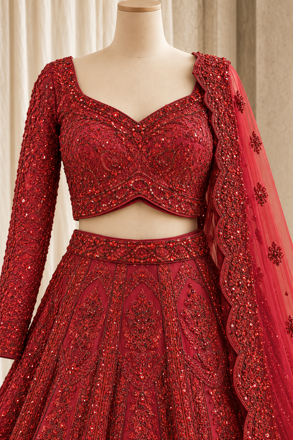 Striking Soft Net Fabric and Maroon Color With Sequins Work Lehenga Choli