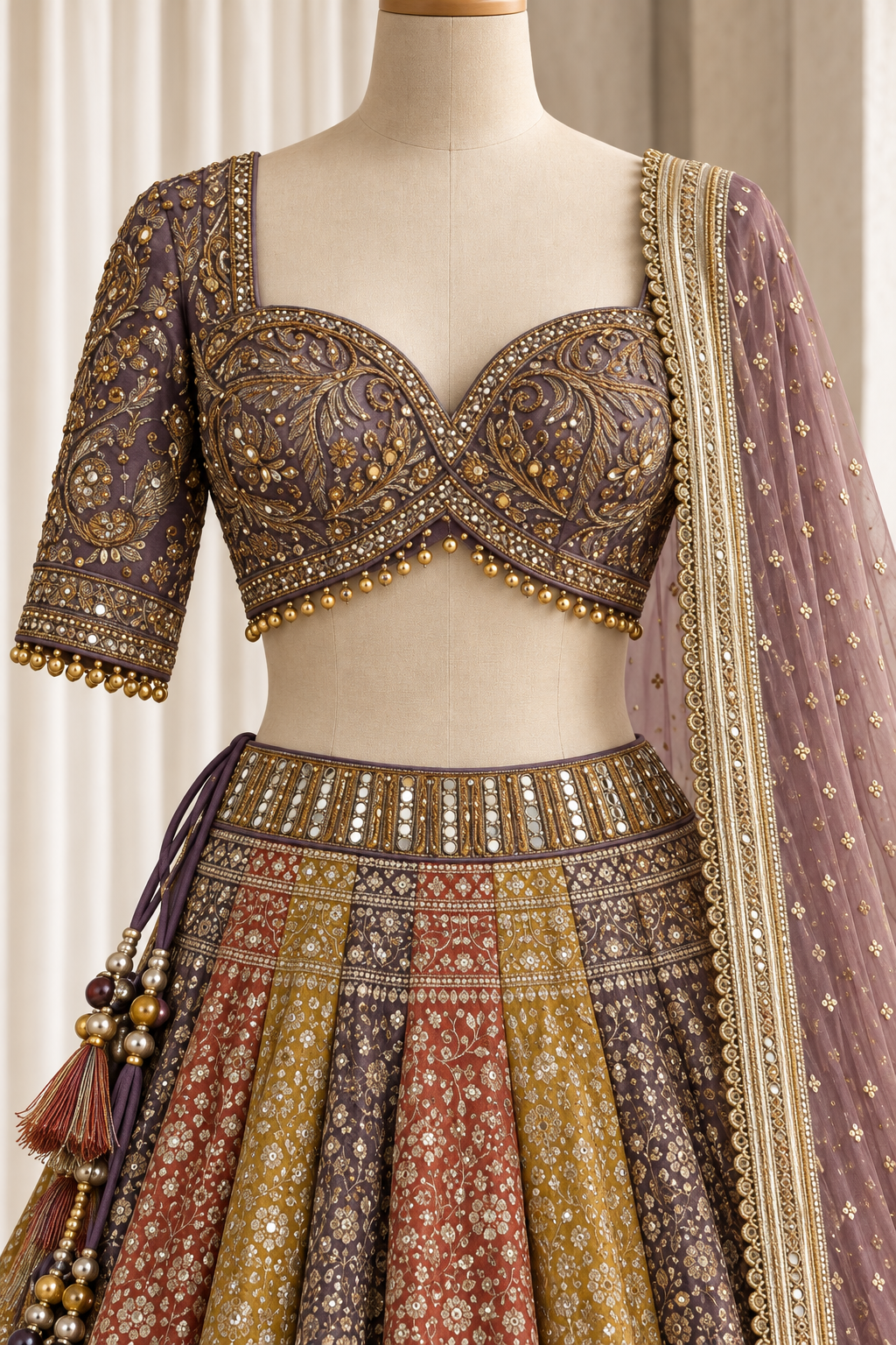 Galaxies Tissue Fabric and Rust Color With Zari Work With Lehenga Choli
