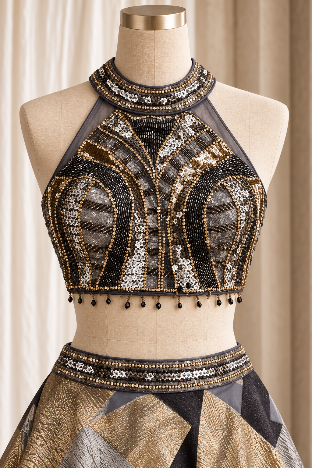 Combination Organza Fabric and Grey Color With Weaving Print Work With Lehenga Choli