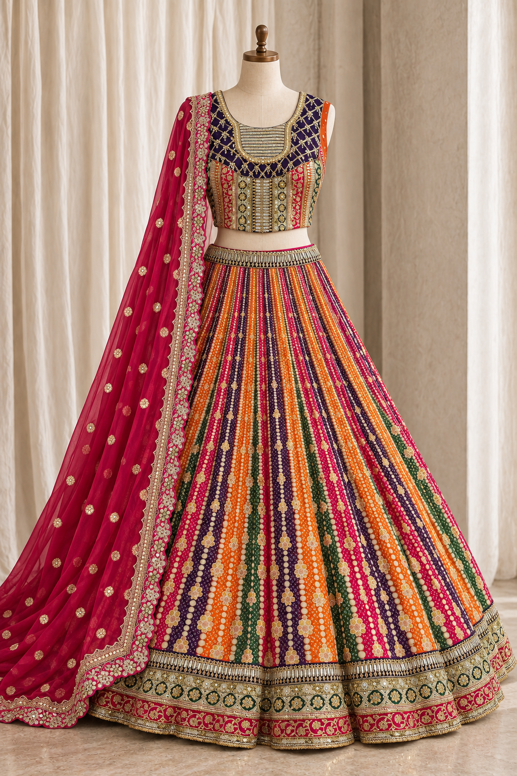 Sweeter Viscose Fabric and Orange Color With Cutdana Work Lehenga Choli