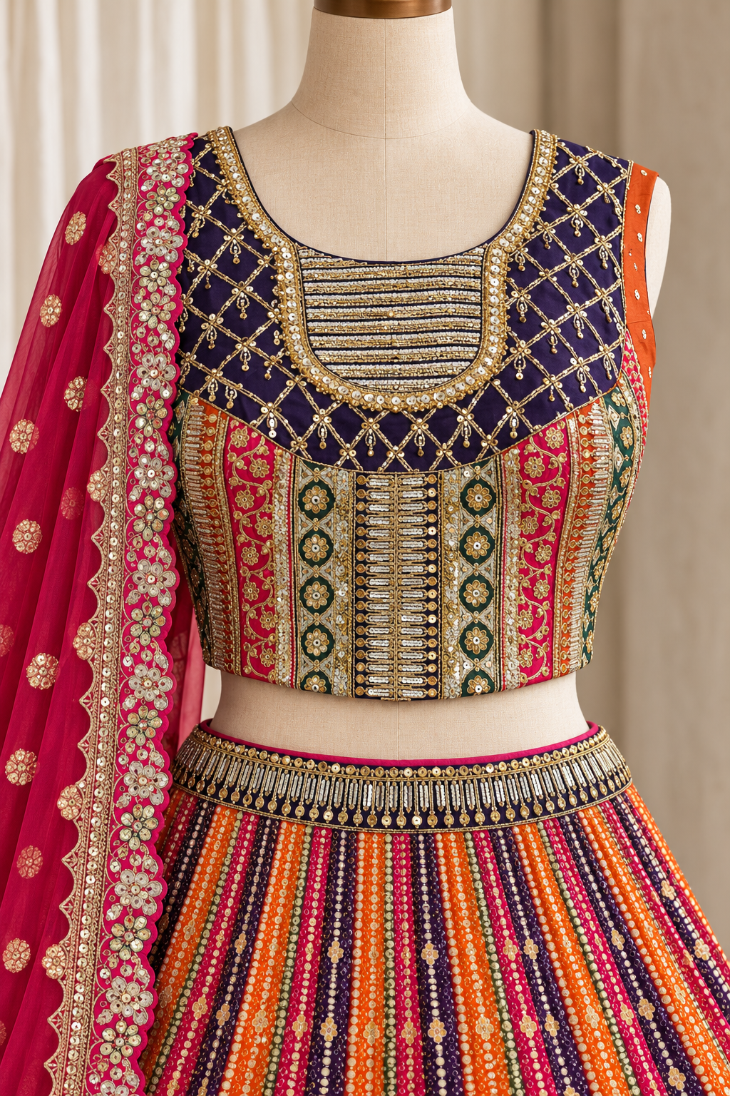 Sweeter Viscose Fabric and Orange Color With Cutdana Work Lehenga Choli