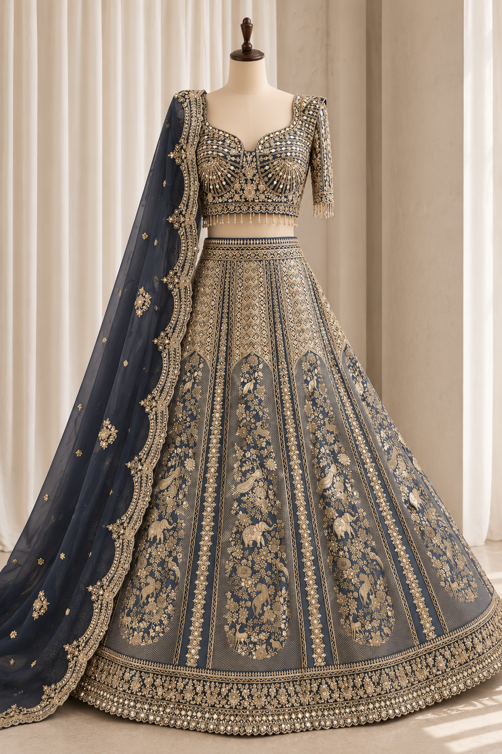 Lovely Weaving Work and Banarasi Silk Fabric Rama Green Color Lehenga Choli