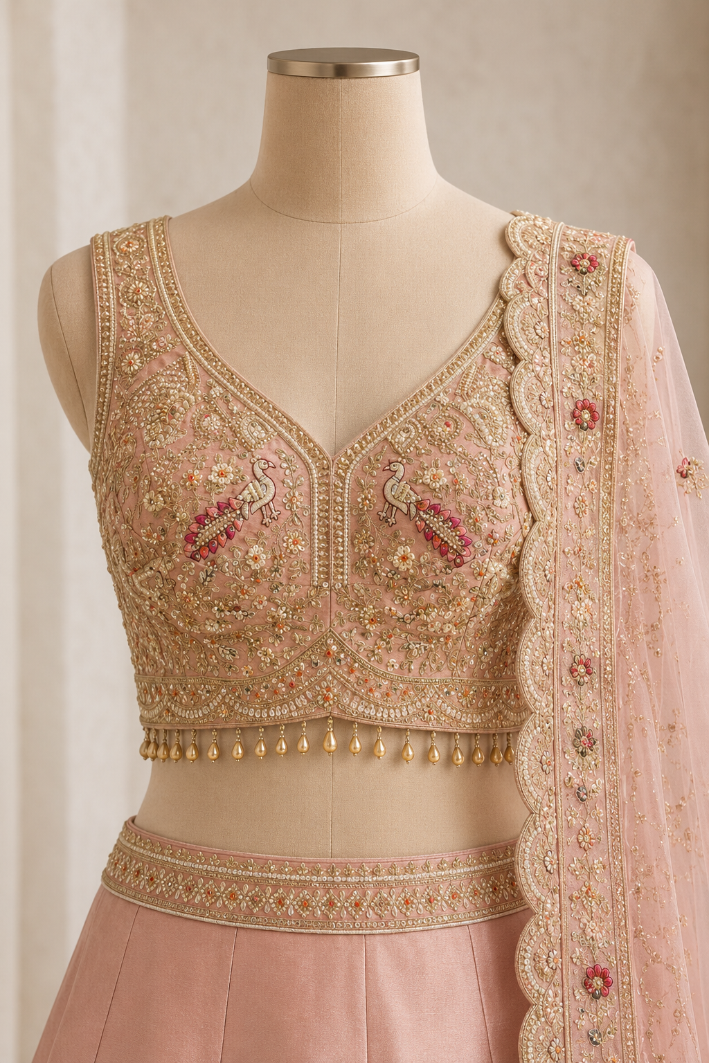 Beautiful Cutdana Work and Dupion Silk Fabric Mauve Color Lehenga Choli