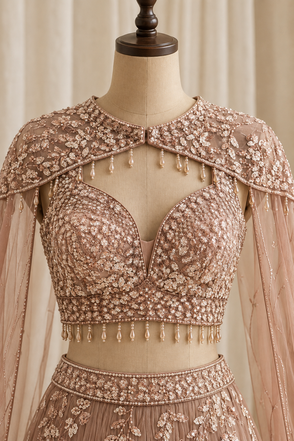Amazing Diamond Work and Soft Net Fabric Rose Gold Color Lehenga Choli