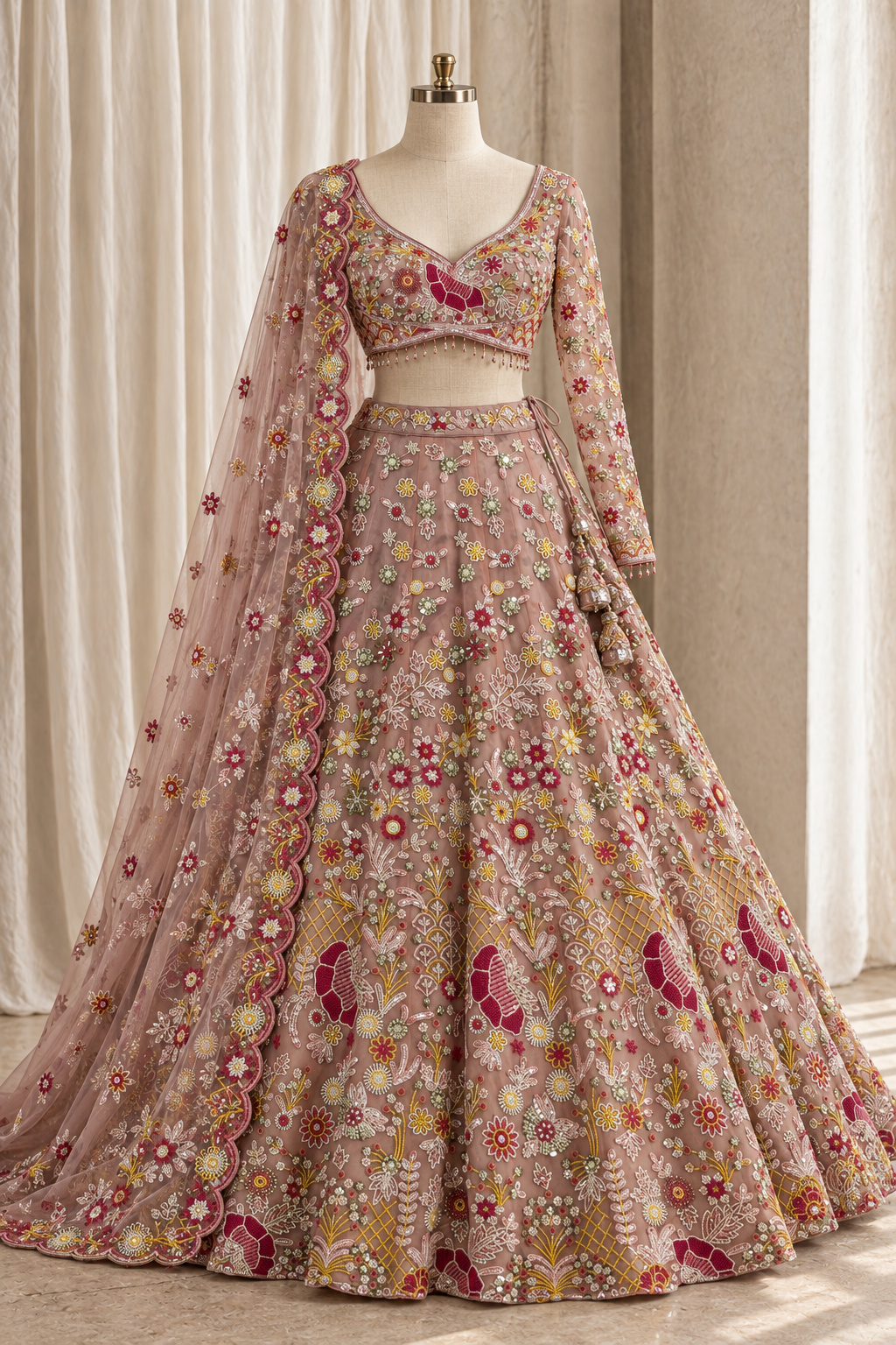 Pretty Soft Net Fabric and Pink Color With Cutdana Work With Lehenga Choli