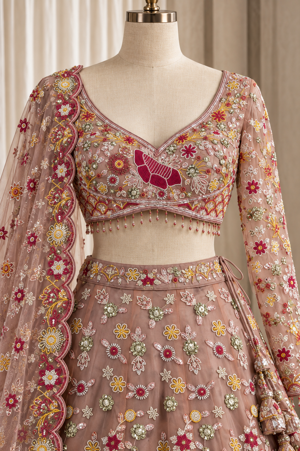 Pretty Soft Net Fabric and Pink Color With Cutdana Work With Lehenga Choli