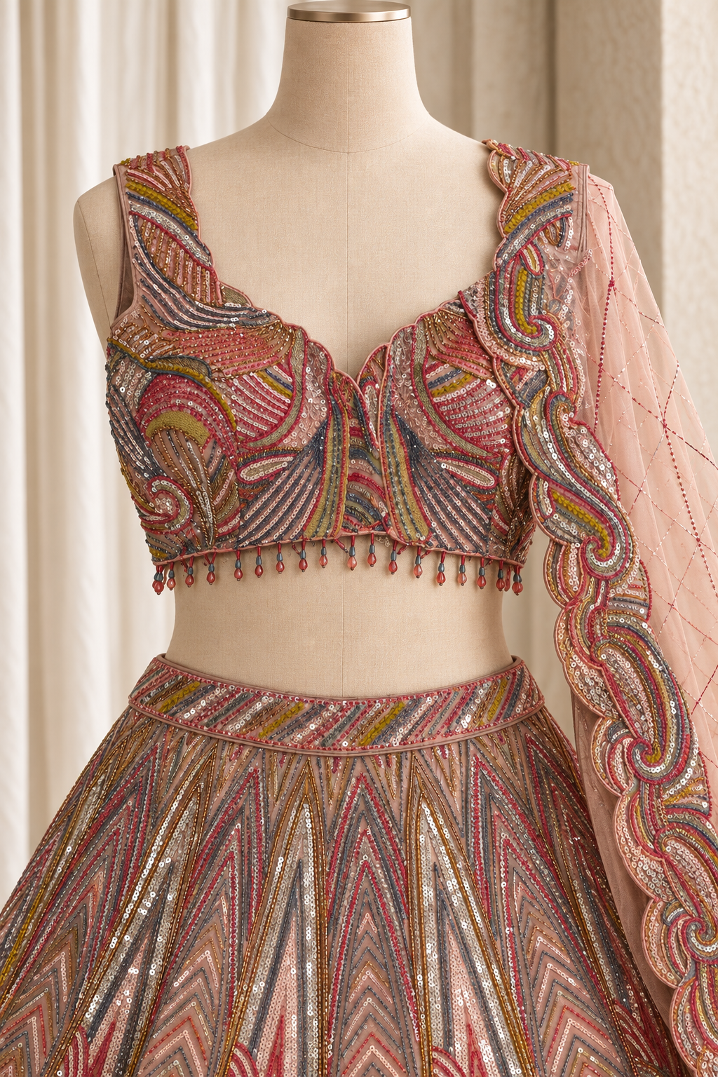 Cute handsome Soft Net Fabric and Navy Blue Color With Sequins Work With Lehenga Choli