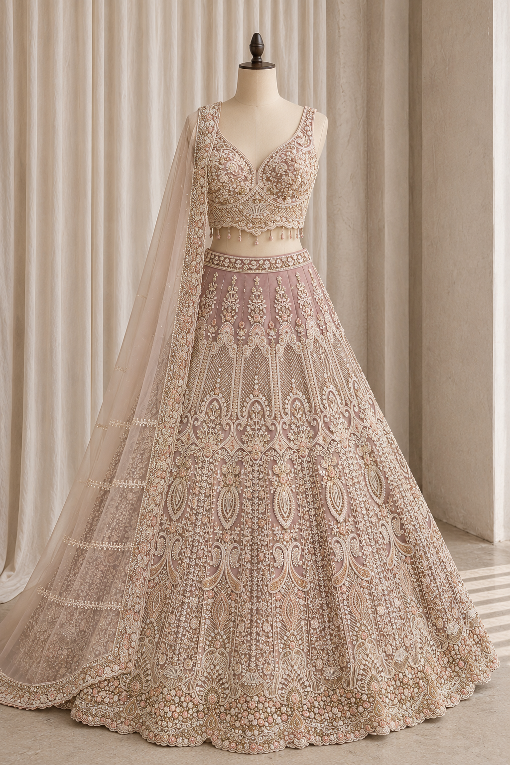 Charming Sequins Work and Soft Net Fabric Mauve Pink Color Lehenga Choli (Copy)