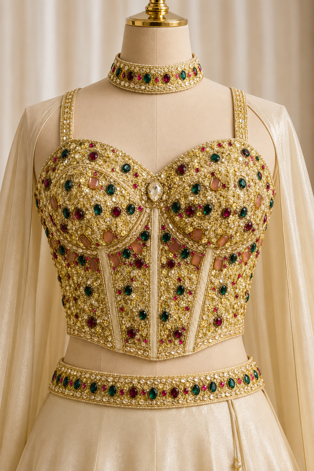 Attractive Zardozi Work and Shimmer Silk Fabric Beige Color Lehenga Choli