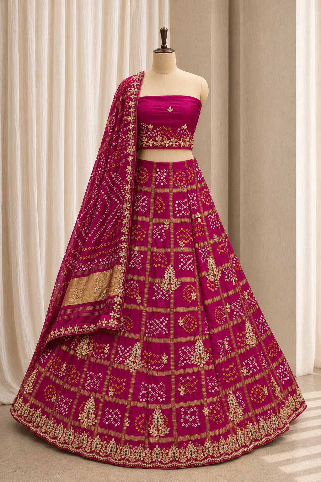 Perfect Gota Patti Work and Gajji Silk Fabric Rani Color Lehenga Choli