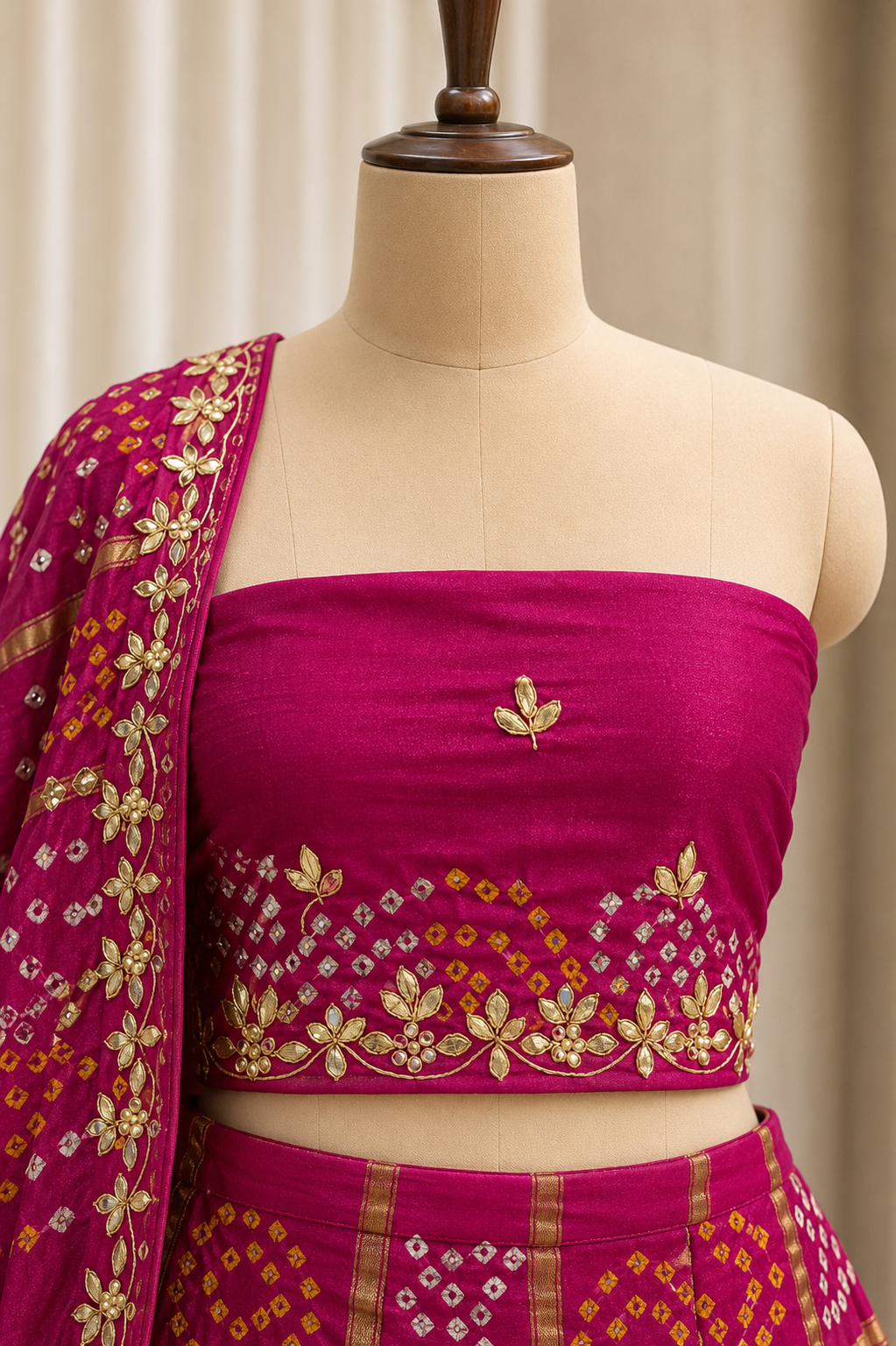 Perfect Gota Patti Work and Gajji Silk Fabric Rani Color Lehenga Choli