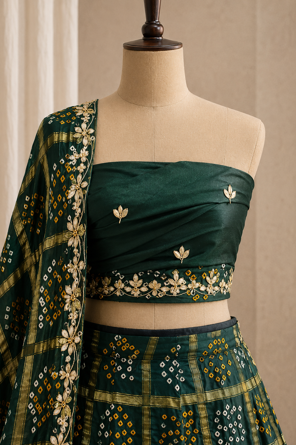 Delightful Zardozi Work and Gajji Silk Fabric Dark Green Color Lehenga Choli