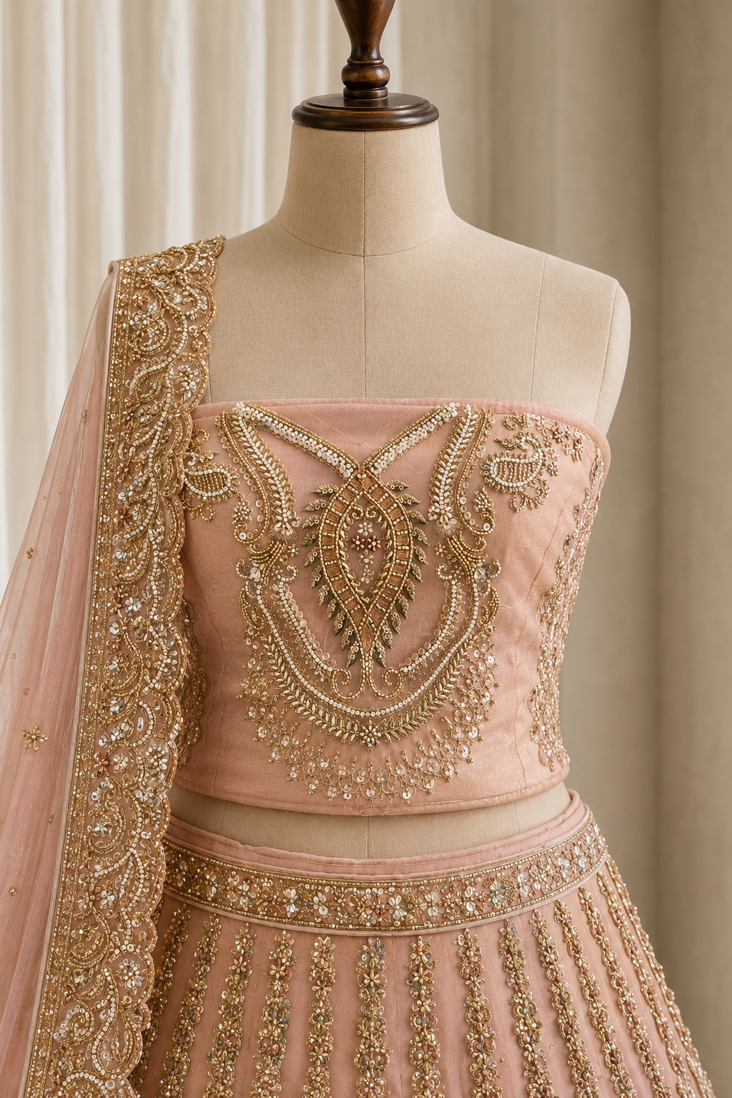 Designer Tissue Silk Fabric and Mauve Pink Color With Cutdana Work Lehenga Choli