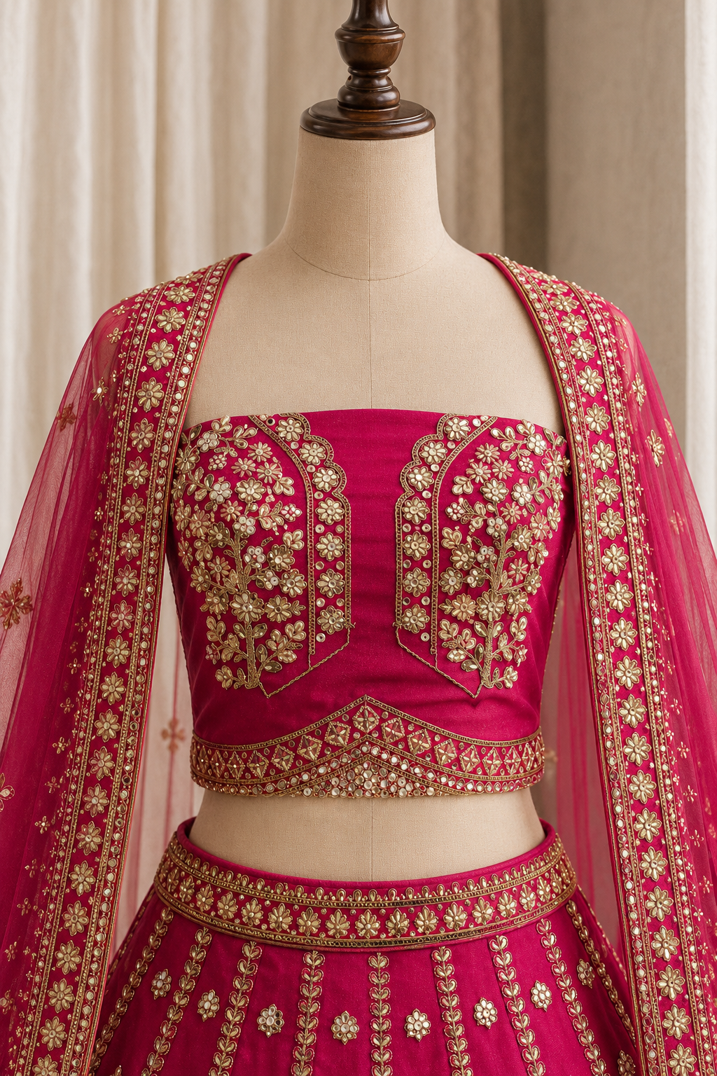 Glamorous Art Silk Fabric and Rani Color With Thread Work Lehenga Choli