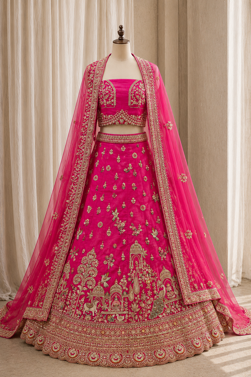 Lovely Art Silk Fabric and Rani Color With Diamond Work Lehenga Choli