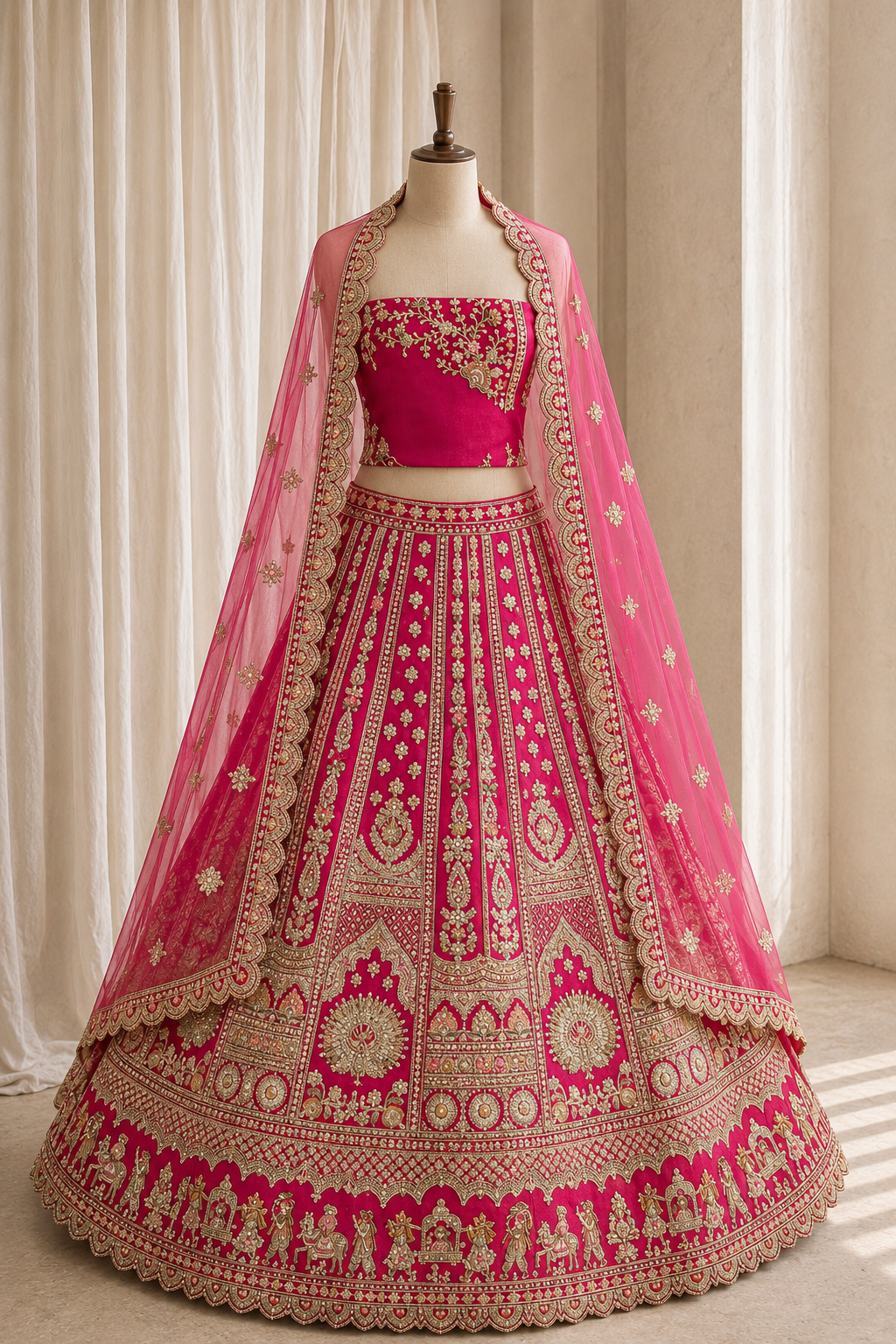 Charming Art Silk Fabric and Rani Color With Kasab Work Lehenga Choli