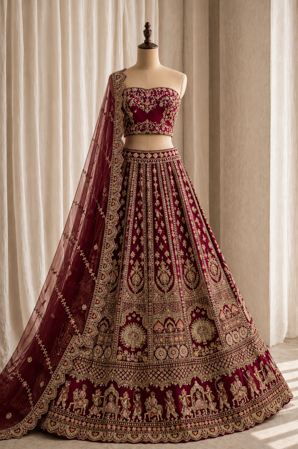 Dazzling Art Silk Fabric and Maroon Color With Kasab Work Lehenga Choli