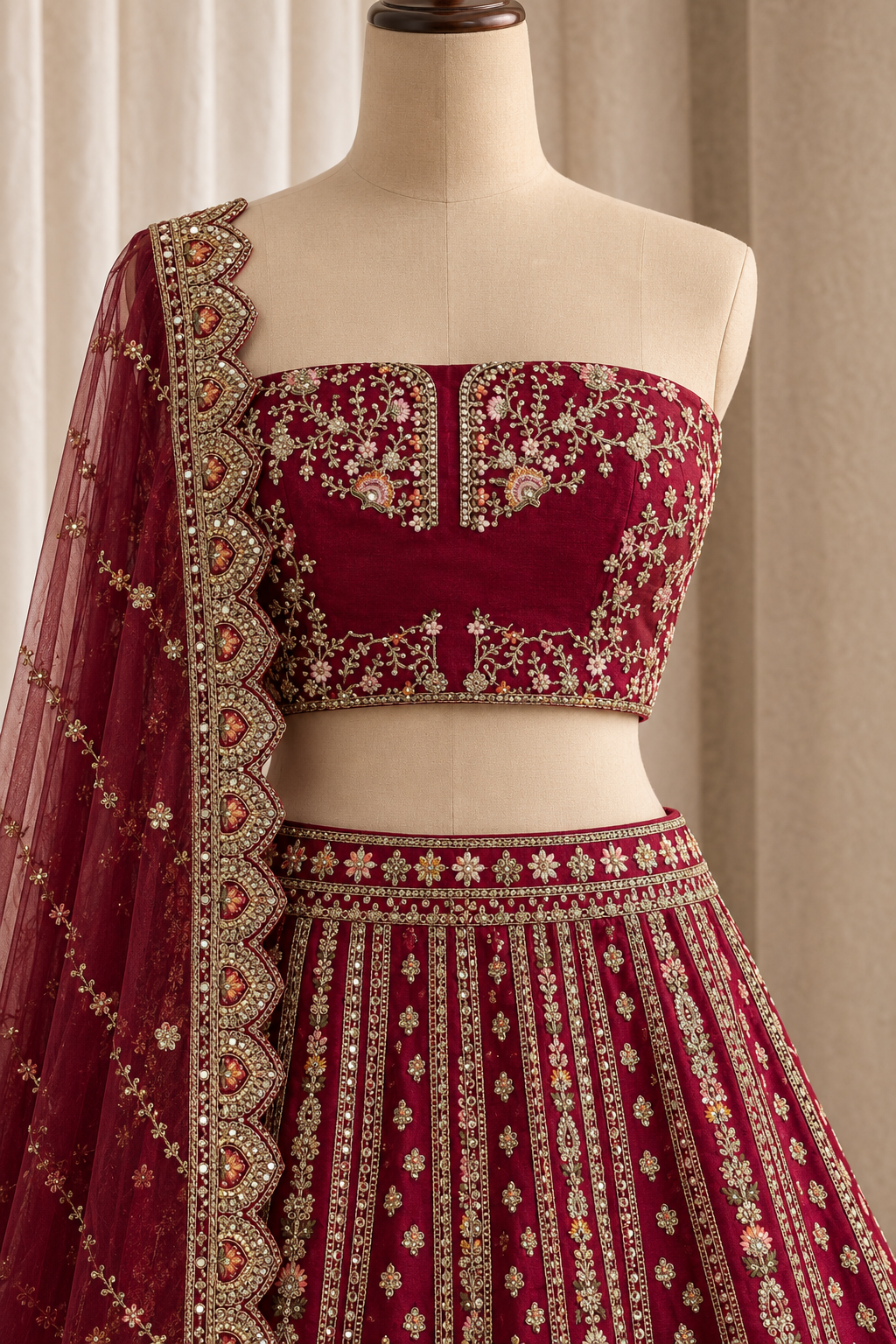 Dazzling Art Silk Fabric and Maroon Color With Kasab Work Lehenga Choli