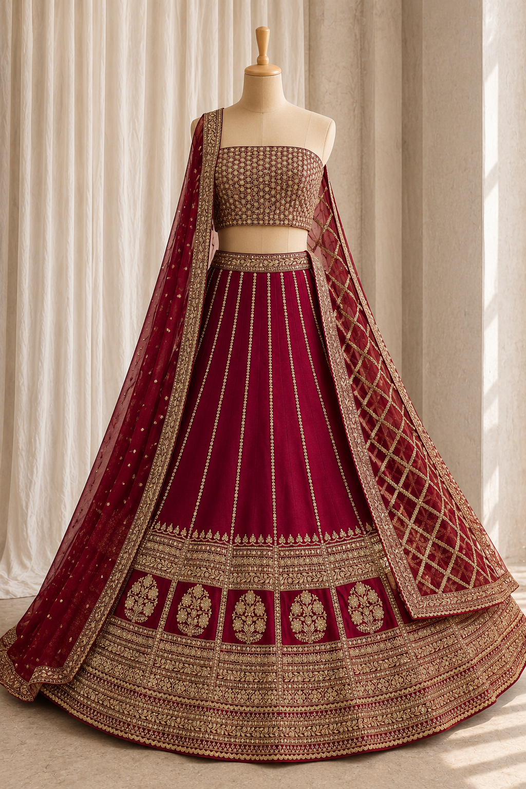 Personable Art Silk Fabric and Maroon Color With Diamond Work Lehenga Choli