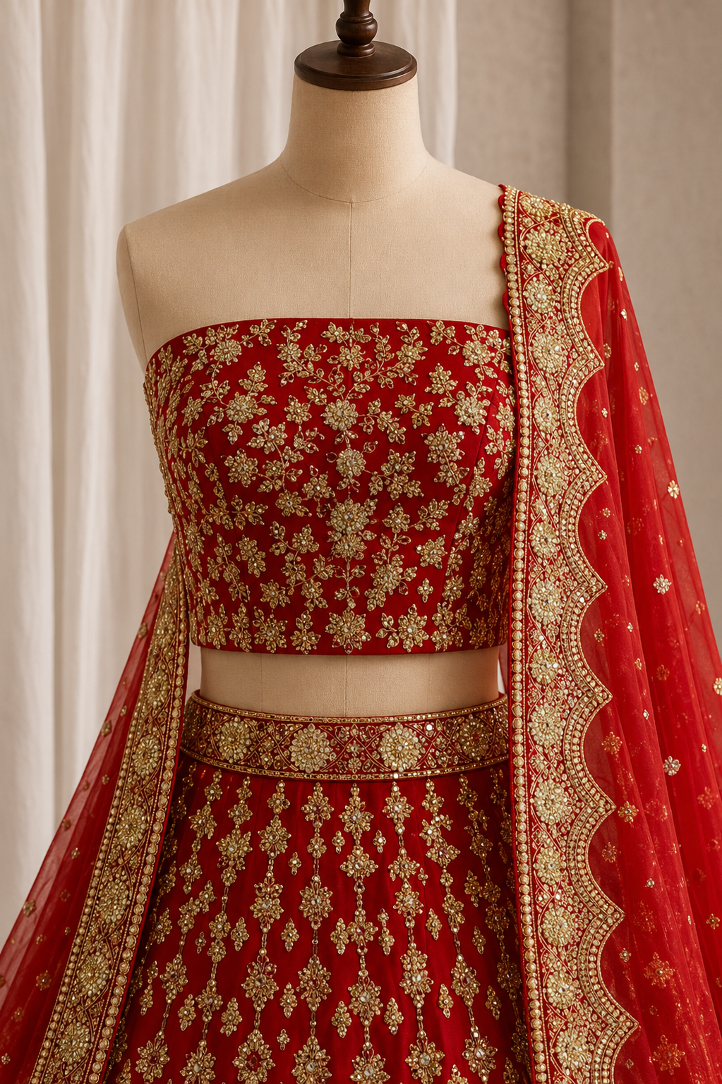 Trendy Art Silk Fabric and Red Color With Diamond Work Lehenga Choli