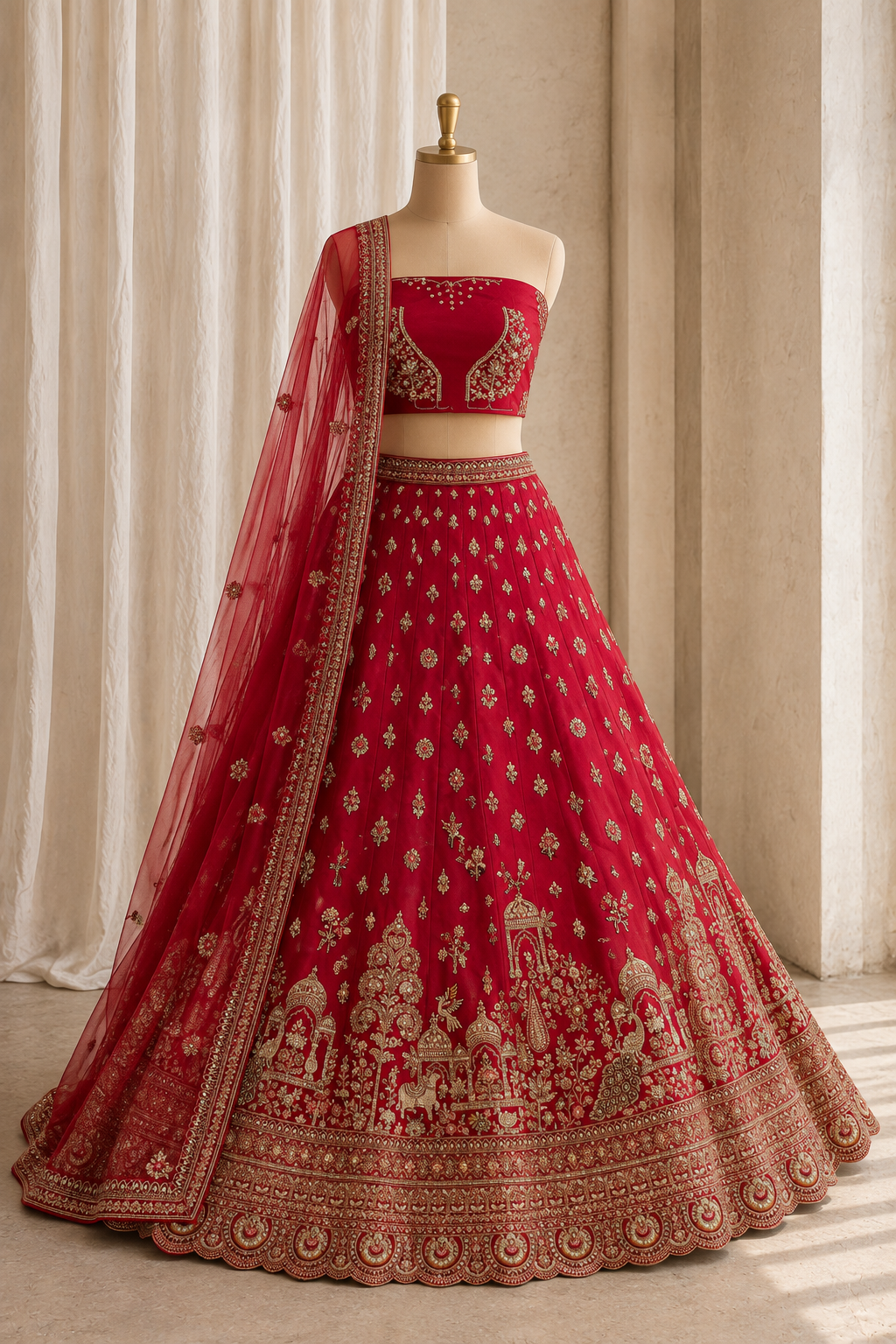Radiance Art Silk Fabric and Red Color With Kasab Work Lehenga Choli