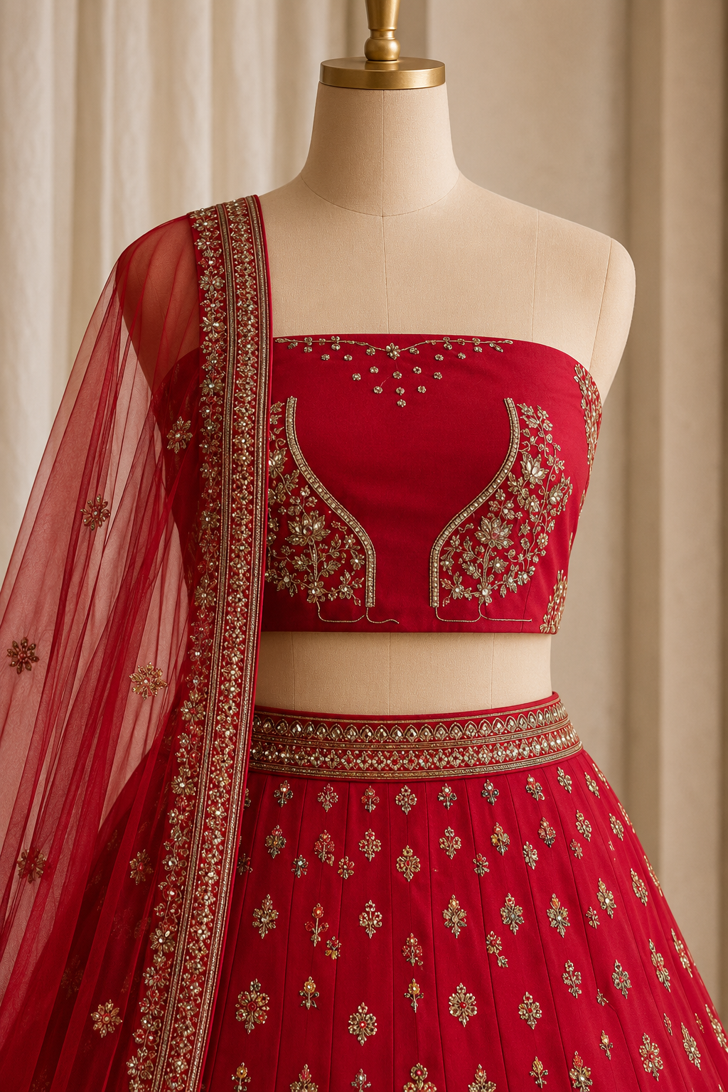 Radiance Art Silk Fabric and Red Color With Kasab Work Lehenga Choli