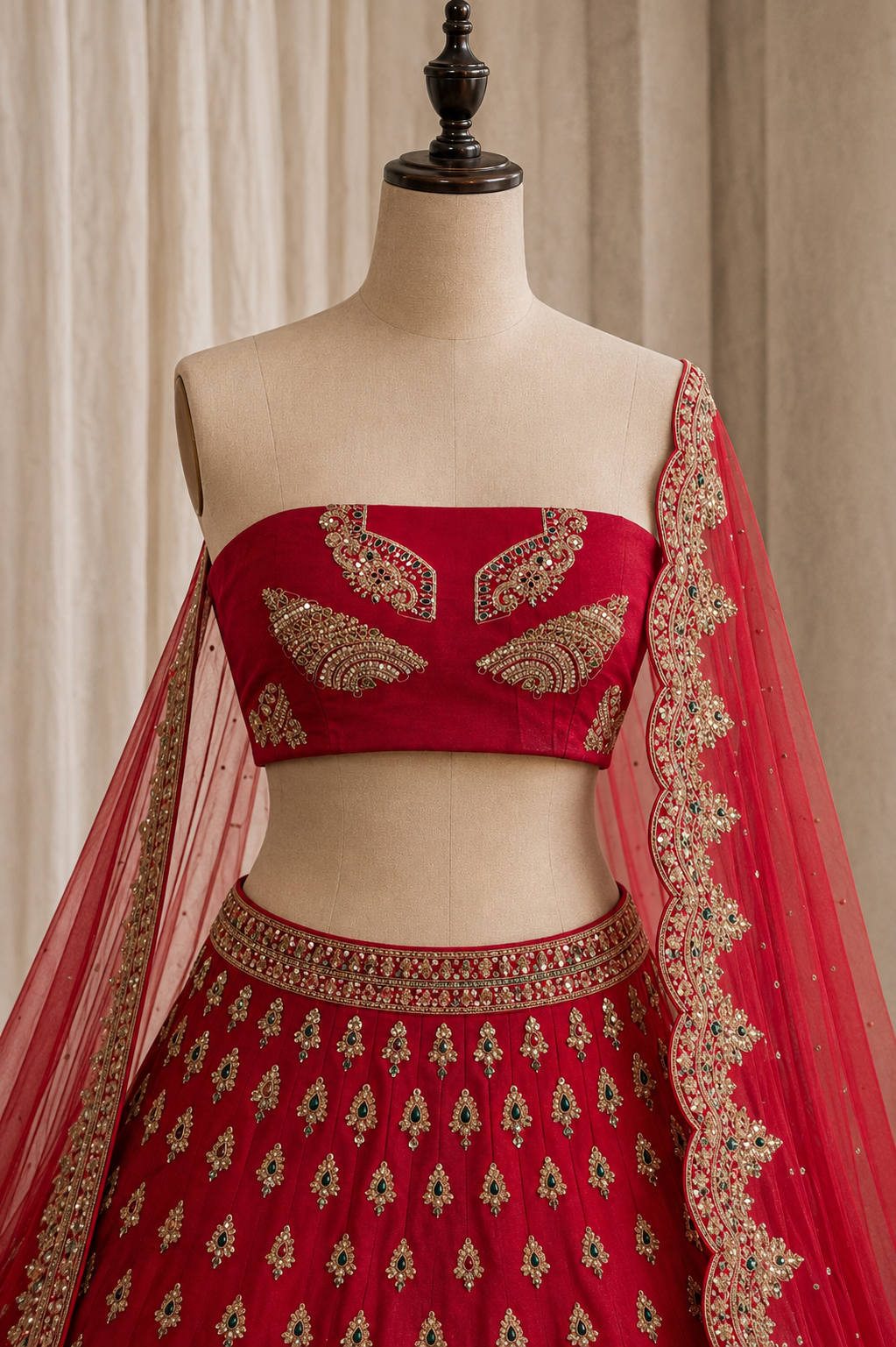 Gorgeousness Art Silk Fabric and Red Color With Stone Work Lehenga Choli