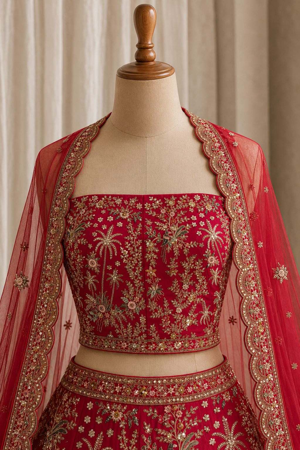 Fascinating Art Silk Fabric and Red Color With Thread Work Lehenga Choli