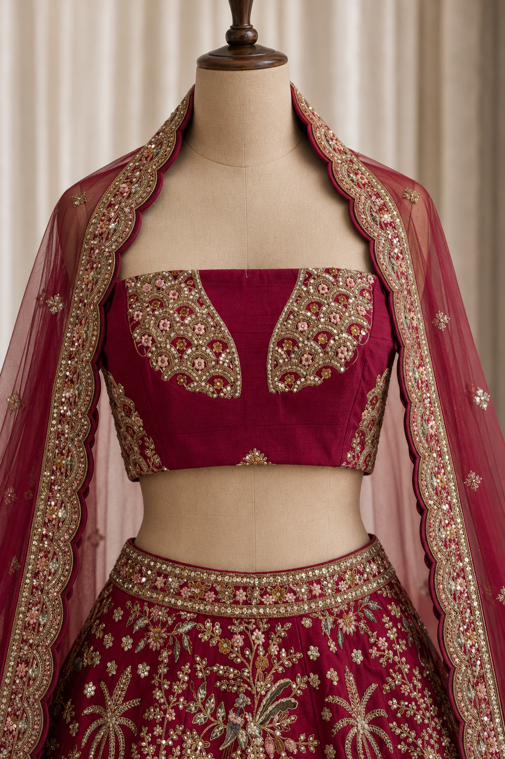 Superb Art Silk Fabric and Red Color With Thread Work Lehenga Choli
