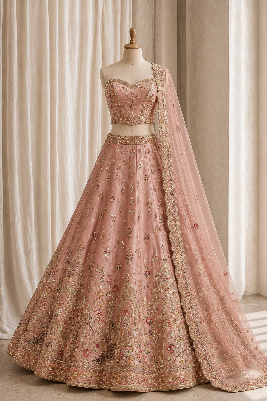 Fantastic Dupion Silk Fabric and Mauve Pink Color With Cut dana Work Lehenga Choli