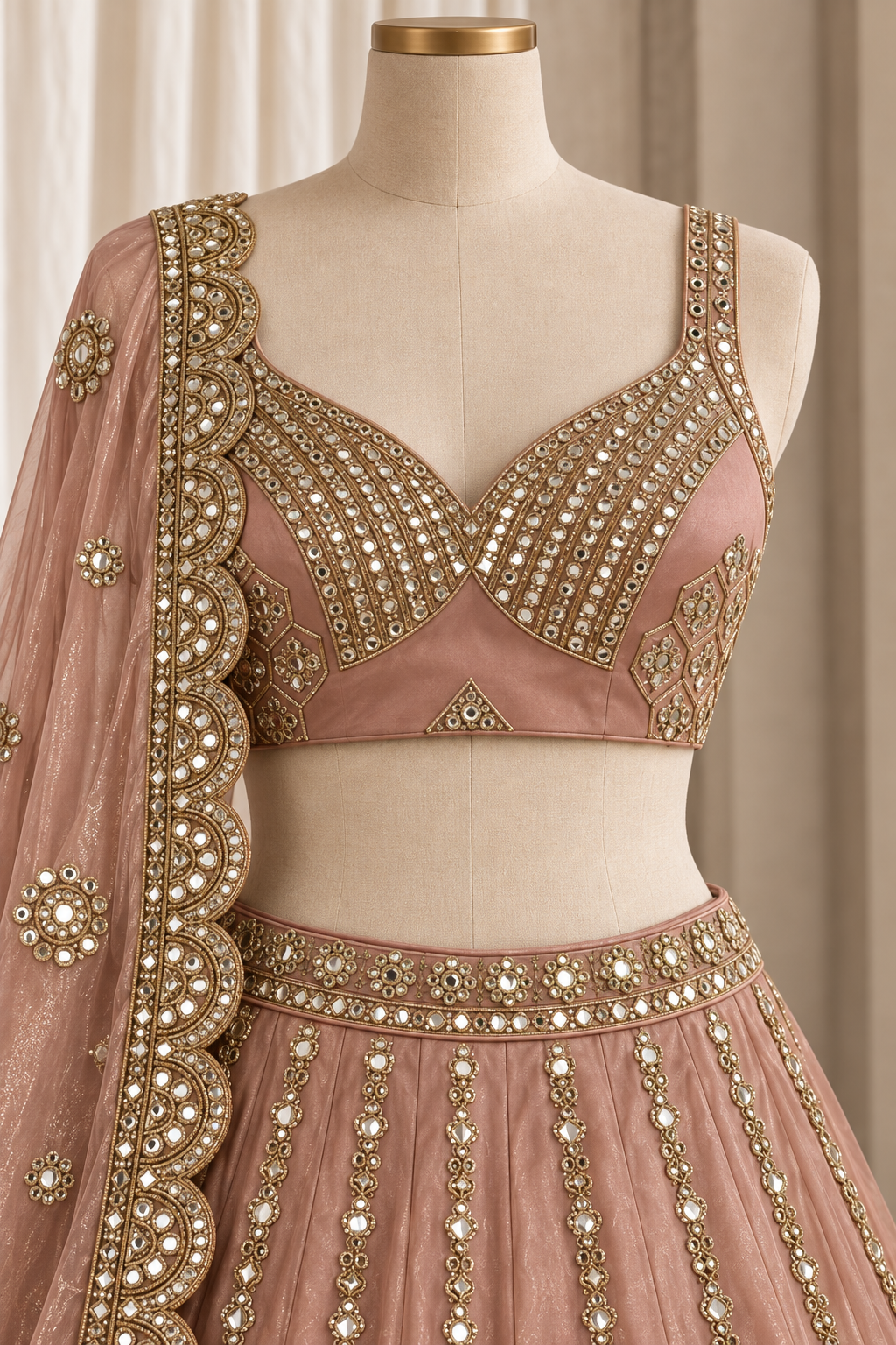 Sonorous Organza Silk Fabric and Mauve Color With Mirror Work With Lehenga Choli