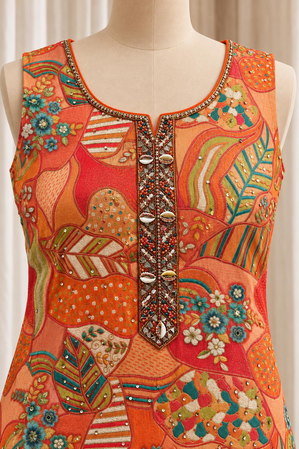 Lovely Banarasi Chiffon Silk Fabric and Orange Color With Mirror Work With Palazzo Suits