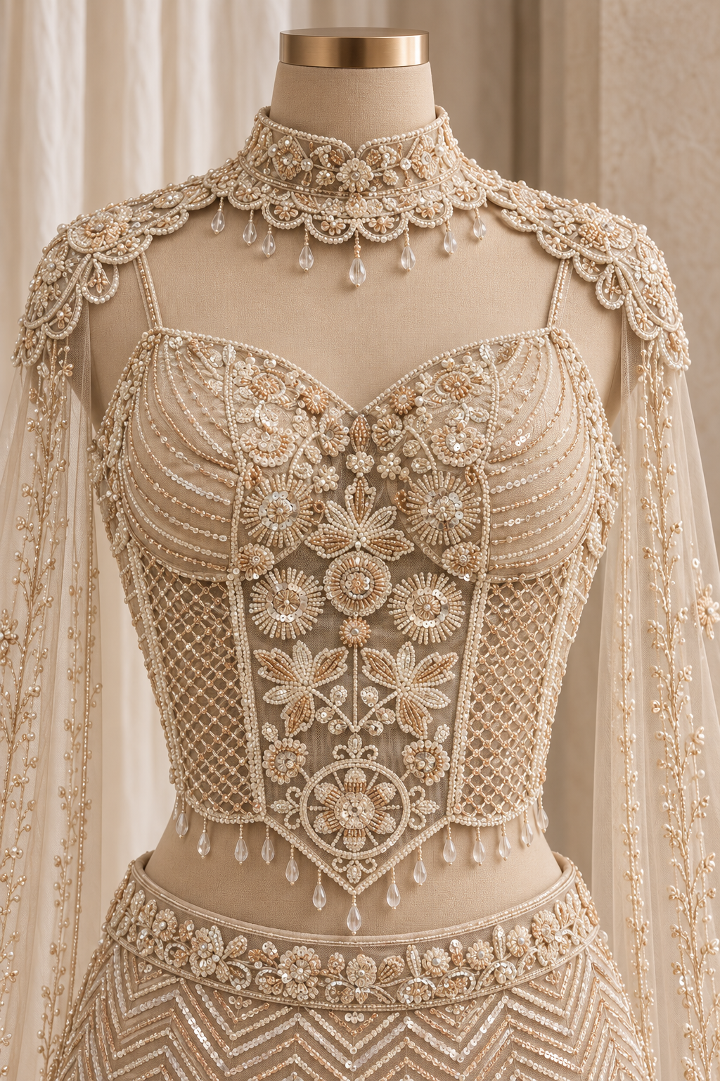 Elegance Soft Net Fabric and Ivory Color With Cutdana Work With Fishcut Lehenga Choli