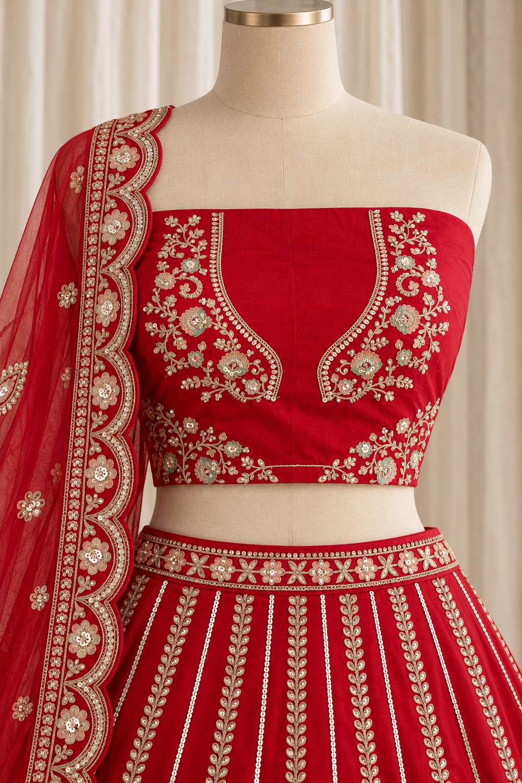 Radiance red lehenga with palace embroidery