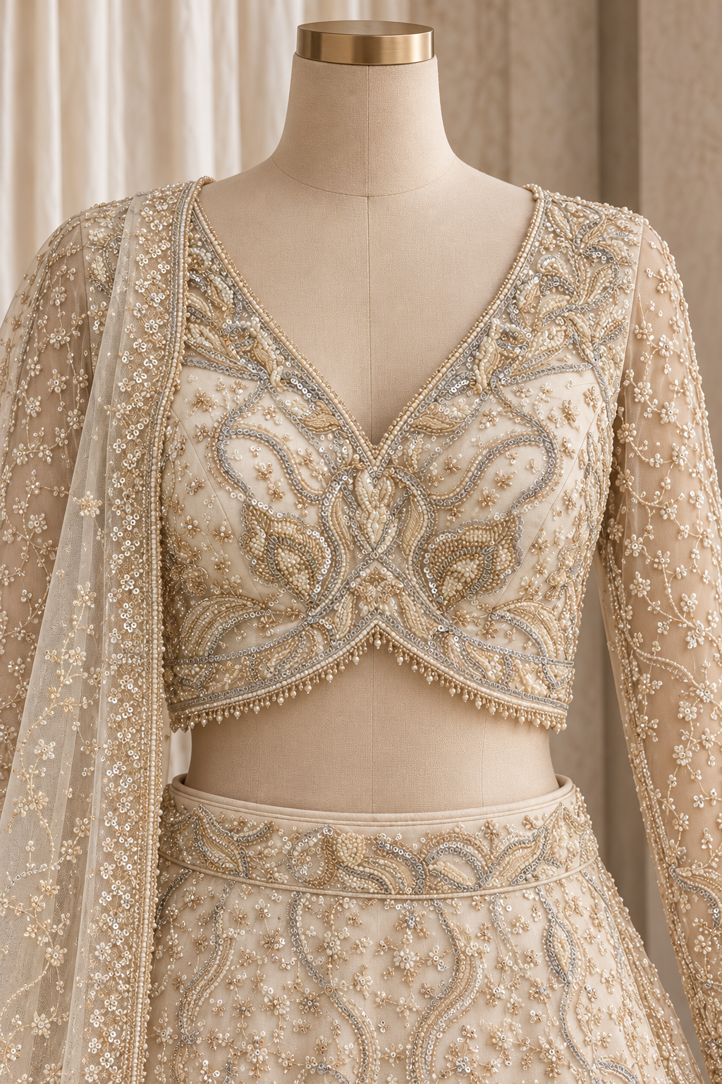 Conundrum Soft Net Fabric and Ivory Color With Zari Work With Lehenga Choli