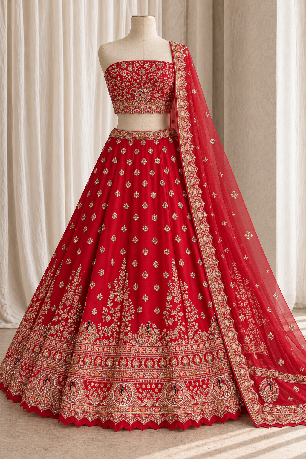 Fantastic red lehenga on mannequin