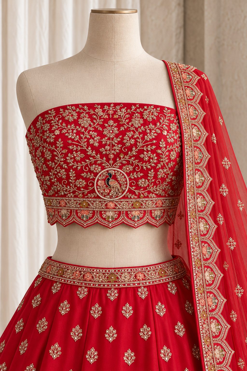 Fantastic red lehenga on mannequin