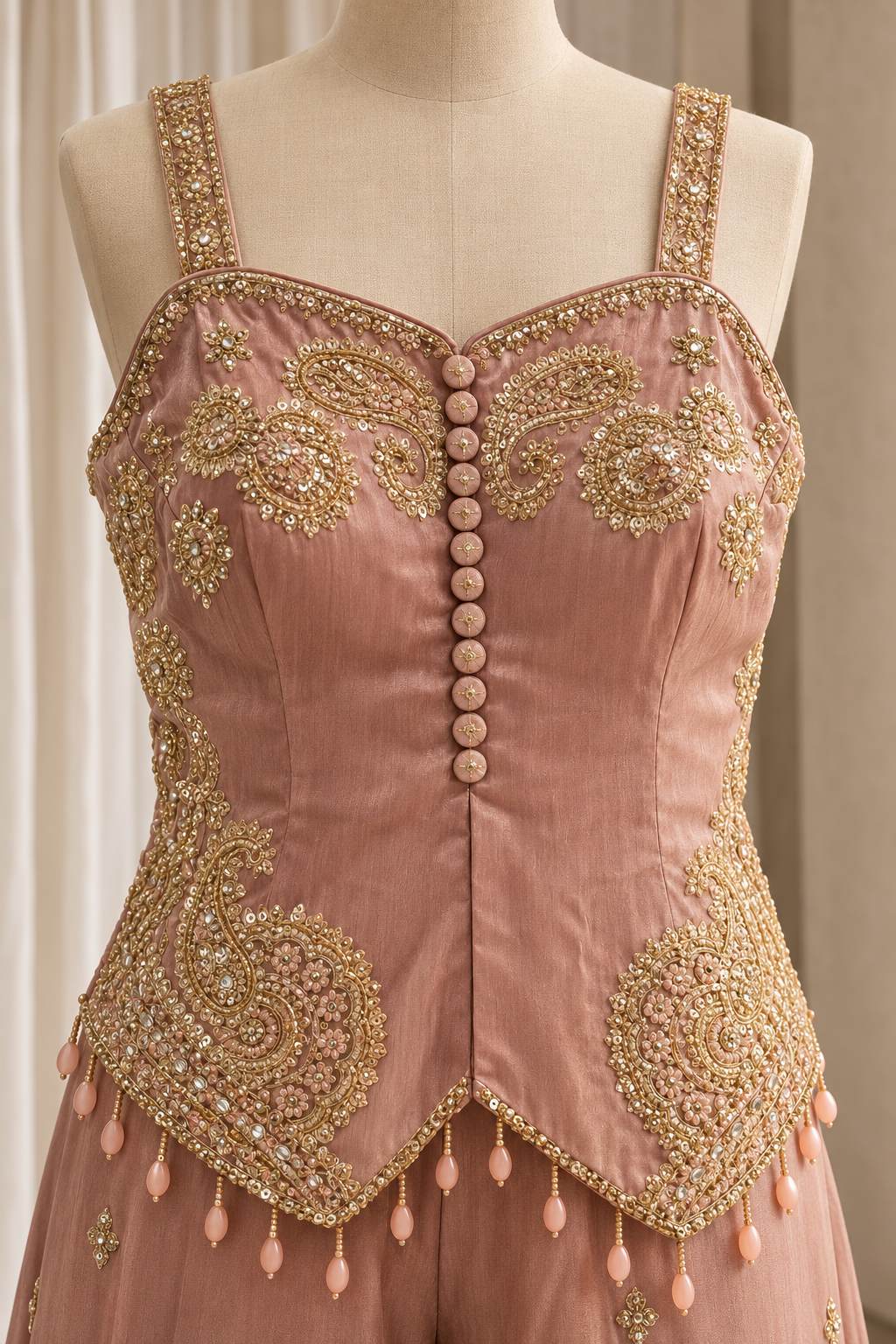 Fantastic Tissue Silk Fabric and Mauve Pink Color With Kasab Work With Palazzo Suits