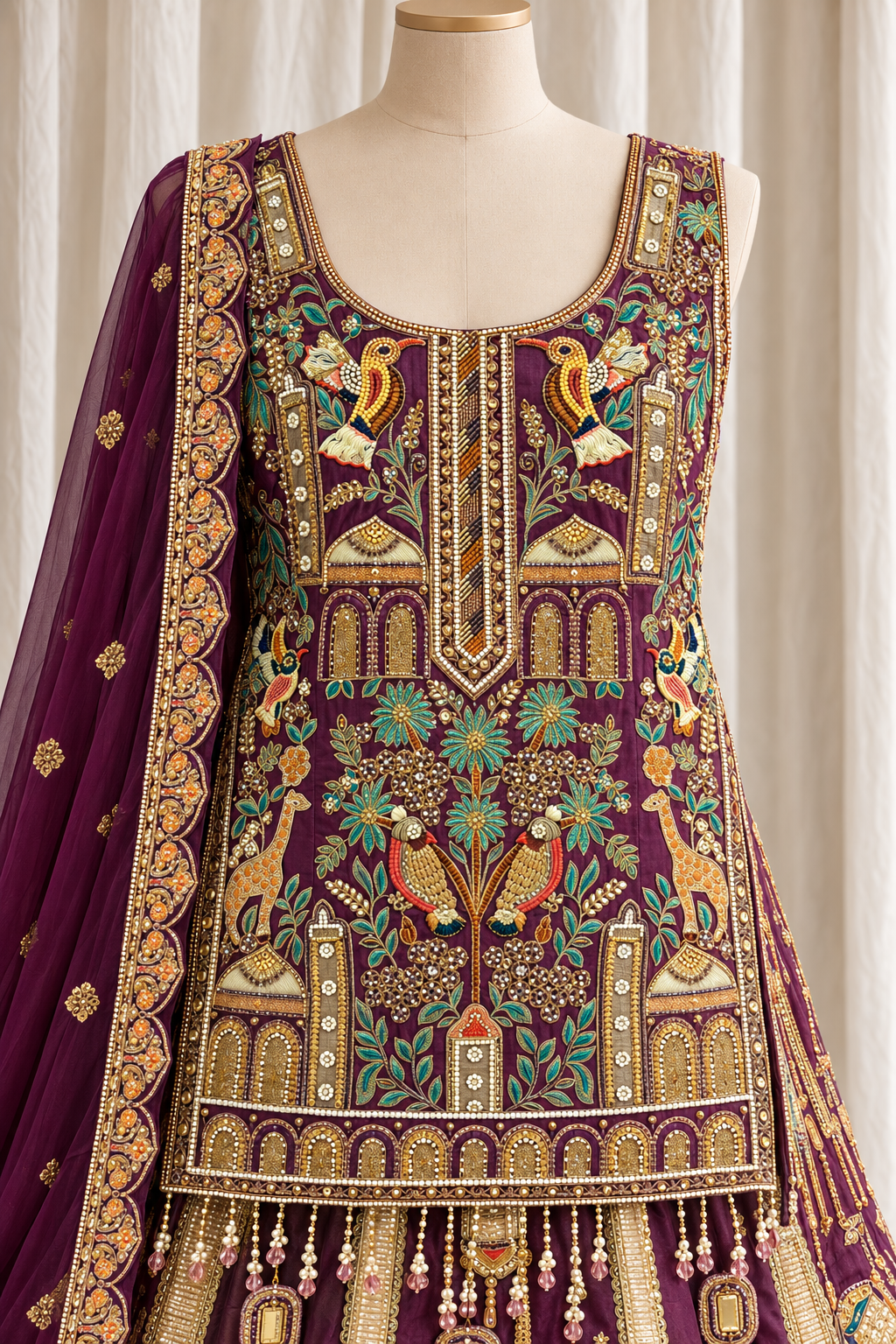 Intricate Tissue Silk Fabric and Purple Color With Gota Patti Work With Lehenga Choli