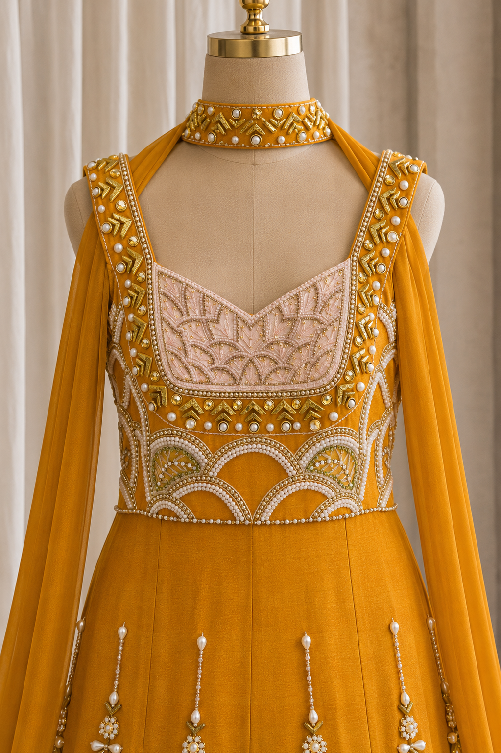 Charming Diamond Work and Raw Silk Fabric Mustard Color Jamsut PDP Style Suits