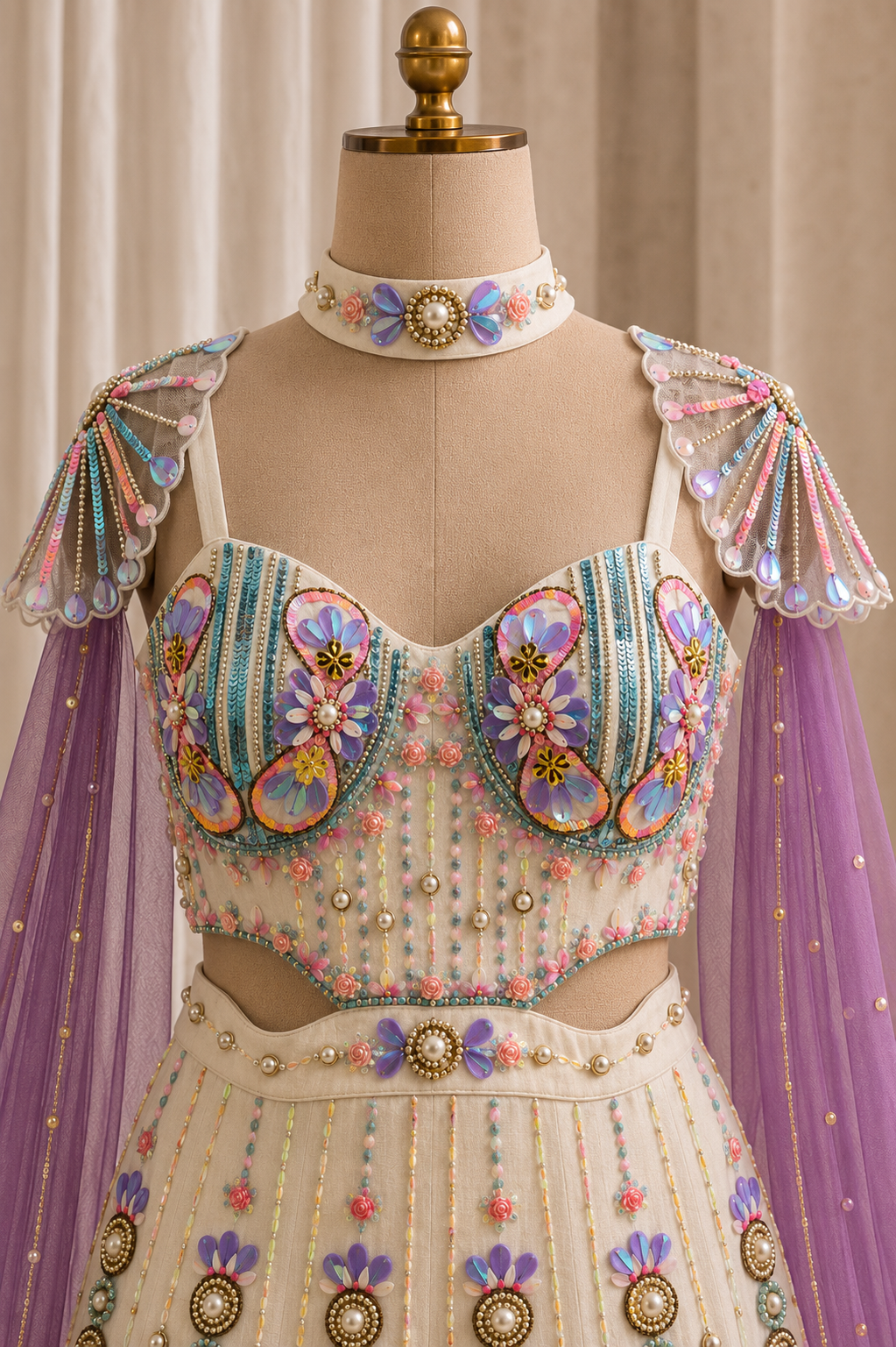 Beauteous Moti Work and Raw Silk Fabric Ivory Color Jamsut PDP Style Suits